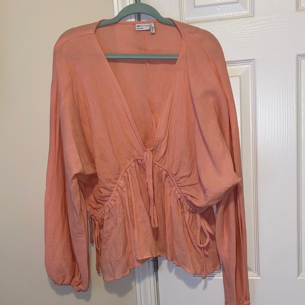 ASOS Peach Tie-Front Blouse
